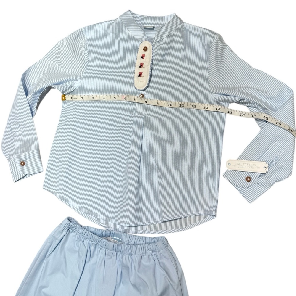 Edgehill Boys Blue Stripe Outfit Set Shirt Pants Easter Spring NWT Size 6 - Picture 4 of 11
